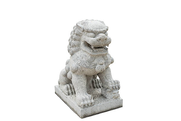 istock Chinese Imperial Lion Statue, Isolated on white background 488277983