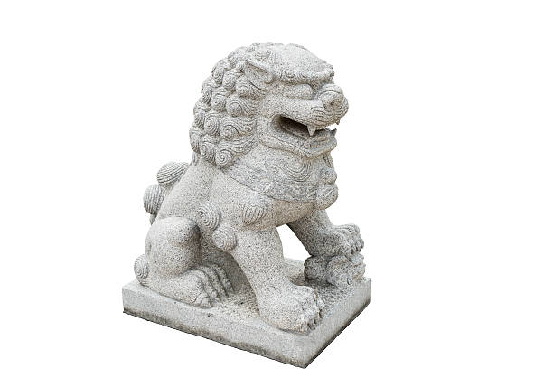 istock Chinese Imperial Lion Statue, Isolated on white background 488277987
