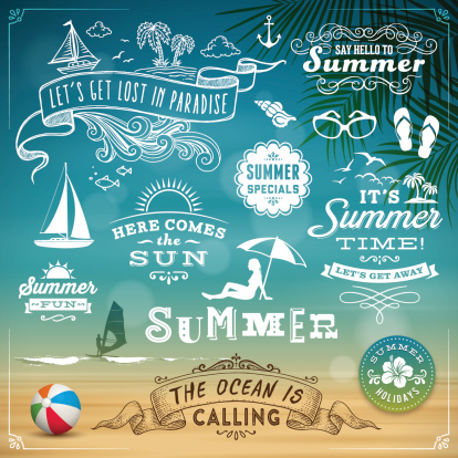 Summer signs,badges,banners and design elements.Eps 10 file with transparencies.File is layered with global colors.Only gradients used.More works like this linked below.http://www.myimagelinks.com/Lightboxes/summer_2_files/shapeimage_2.png