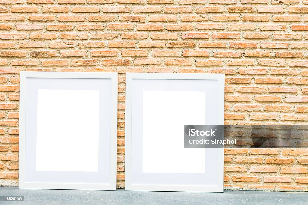Blank Photo frame on wall 2015 Stock Photo