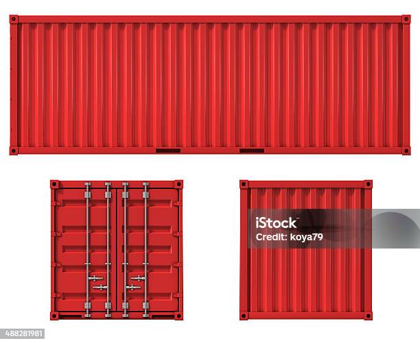 Cargo Container Front Side And Back View Stock Photo - Download Image Now - Cargo Container, Container, Freight Transportation