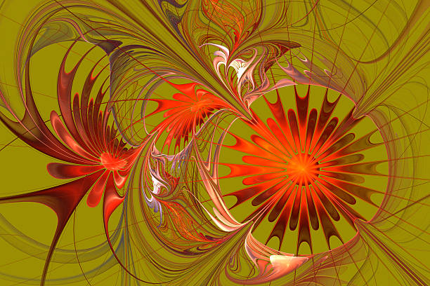 istock Flower background. Orange and beige palette. Fractal design. 488300287