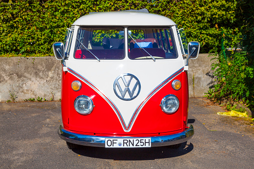 Steinbach, Germany - August 18, 2012: beautiful restored VW Bully  in Steinbach, Germany. Production of Type T1 (VW BULLY) started in 1950 in Wolfsburg and lasts until 1967.