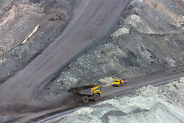 Two Trucks in the Pit Mine stock photo