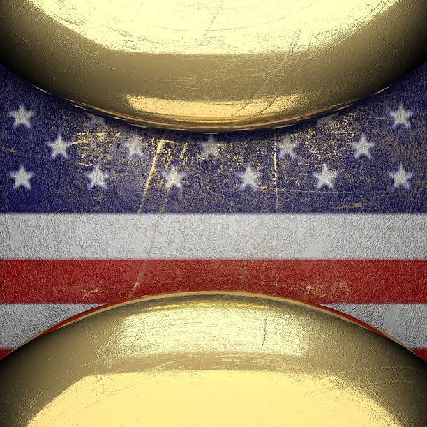 istock golden background painted to US flag 488306022