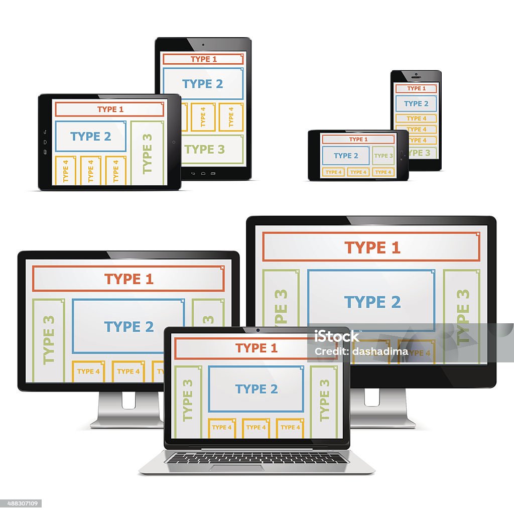 Computer Plan Vector Vector Computers With Patterns Set 2 Stock Illustration - Download ...