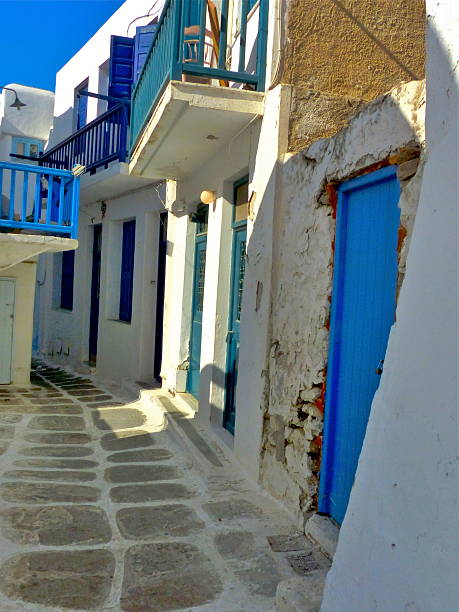 istock Greece, Mykonos, street, architecture, tradition 488308004
