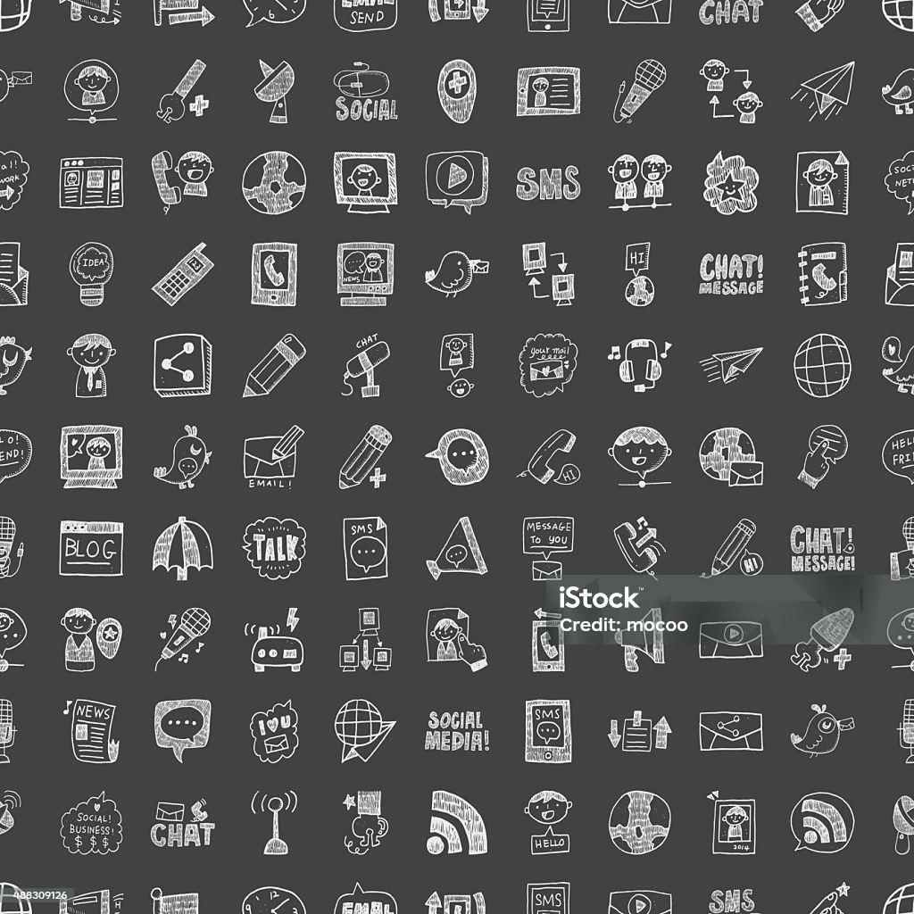 Communication Pattern Background Doodle Communication Seamless Pattern Background Stock Illustration ...