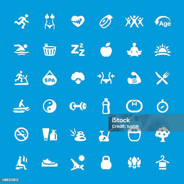 Healthy Lifestyle Vector Icons Set Stock Illustration - Download Image Now - Icon Set, Meditating, Wellbeing