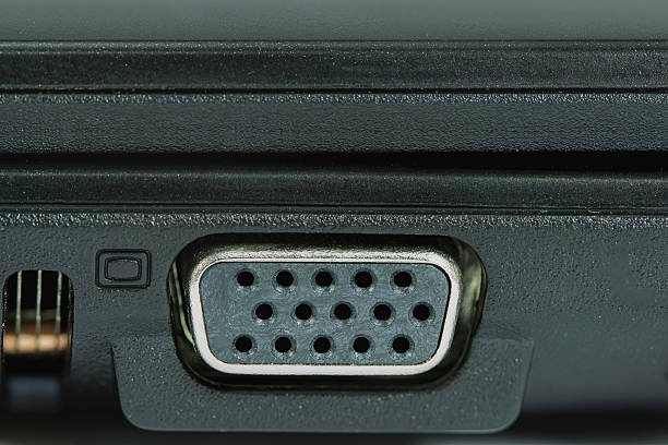 istock Macro of a slightly dented VGA connector selective focus 488314656