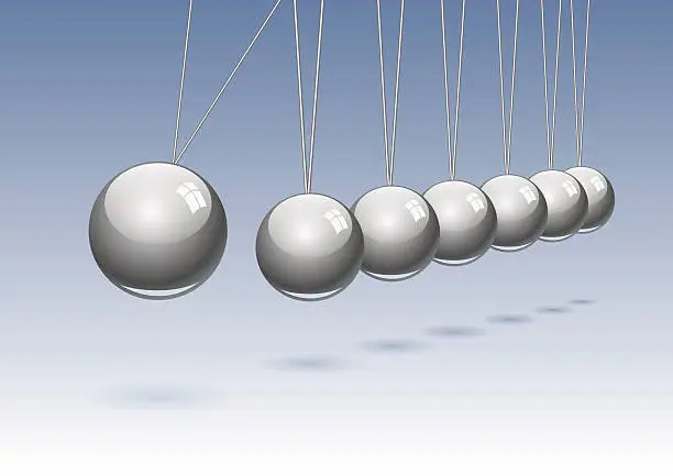 Vector illustration of Classic Newton's cradle. Concept of teamwork, vector