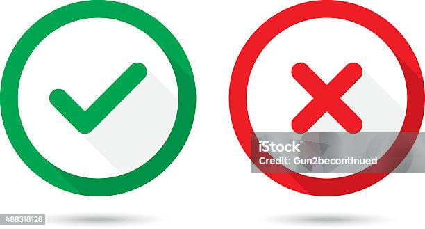 Check Mark Wrong Mark Icons Stock Illustration - Download Image Now - Yes - Single Word, Check Mark, Icon Symbol