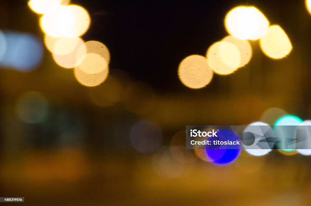 Defocused Traffic Blurred out of focus traffiic in Budapest. 2015 Stock Photo