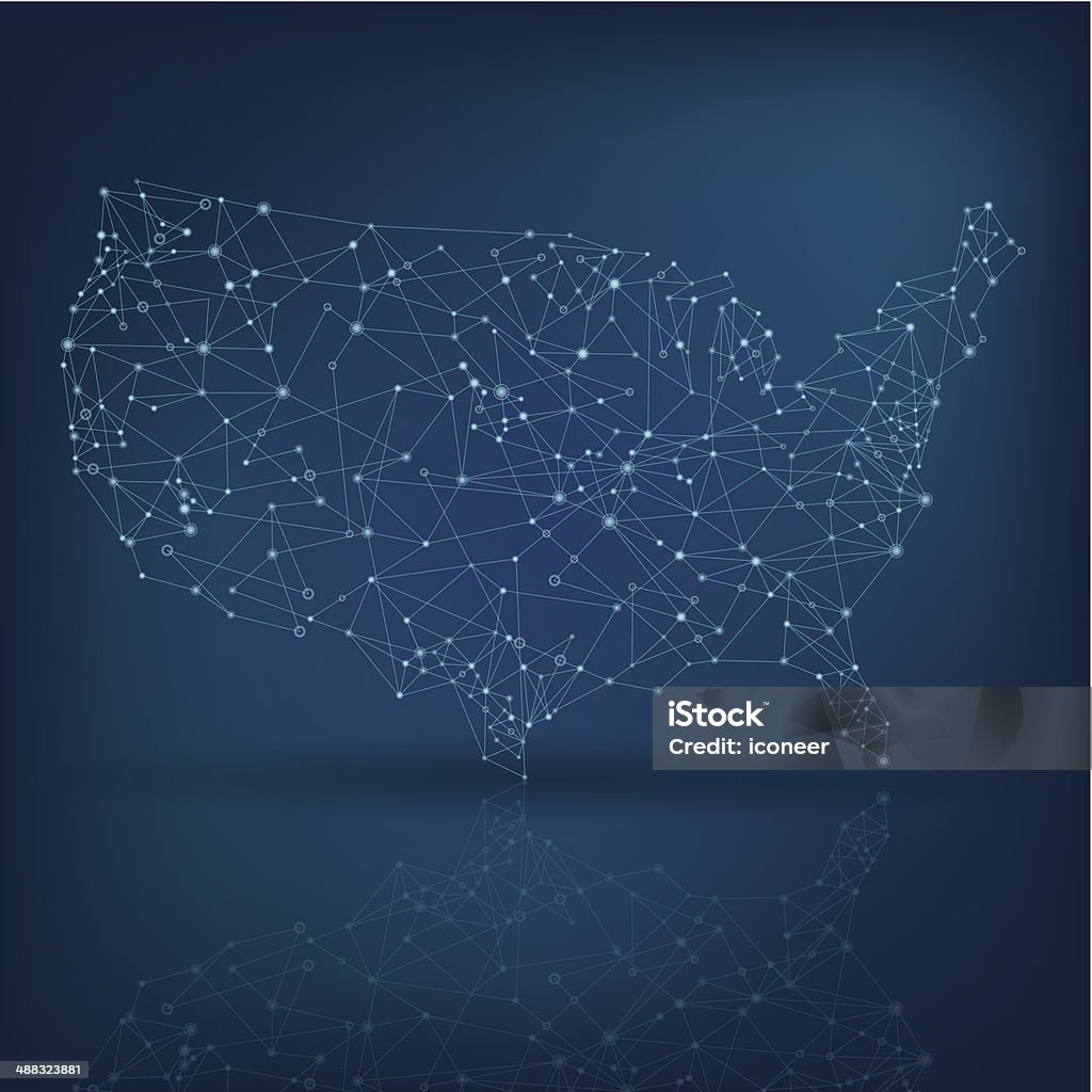 USA network Karte dark blue - Lizenzfrei Karte - Navigationsinstrument Vektorgrafik