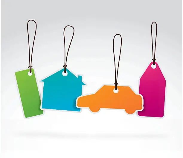Vector illustration of Colourful property labels