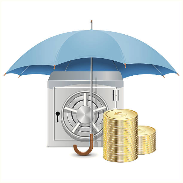 вектор зонт и безопасность - investment finance frequency blue stock illustrations