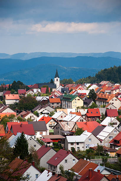 istock Aerial view of city Delnice 488326887