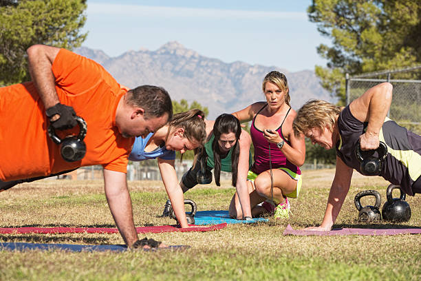 istock Adults in Boot Camp Fitness 488327287