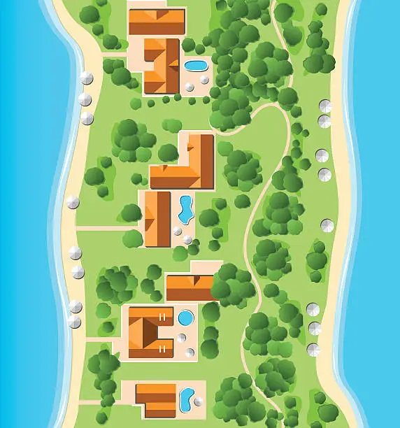 Vector illustration of Resort with Coastline