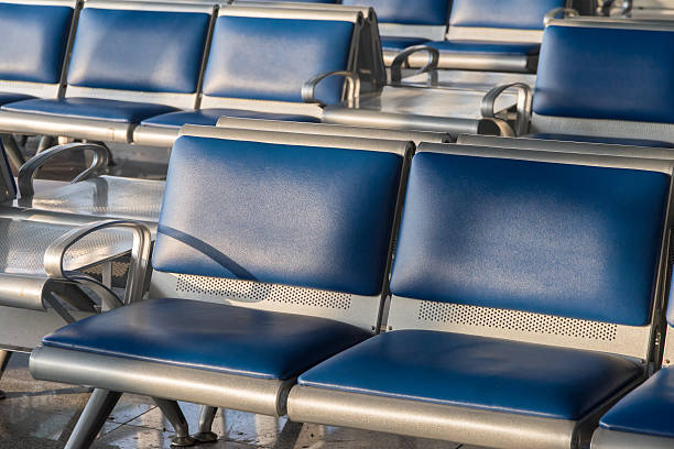 istock Airport Chairs For Waiting To Flight, Closed Up Shot 488327799