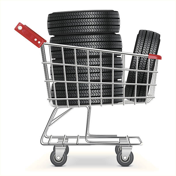 ilustrações, clipart, desenhos animados e ícones de vetor trolley com pneus - tire car built structure surrogate