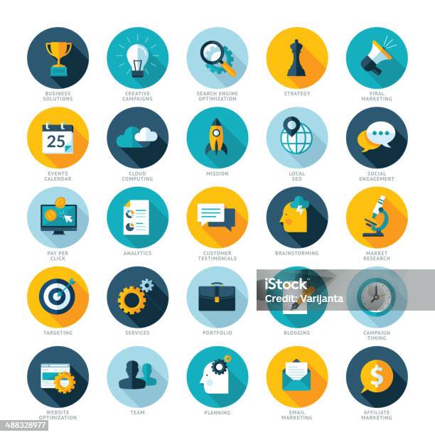 Set Of Modern Flat Design Icons Stock Illustration - Download Image Now - Icon Symbol, Business, Icon Set