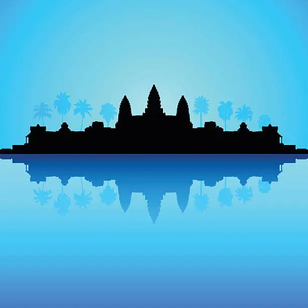 Vector illustration of Angkor Wat, Cambodia