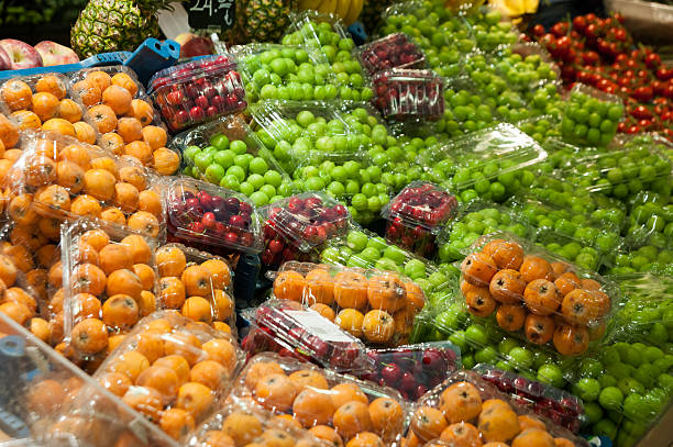 packaged fruits stock photo