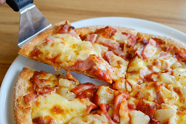 istock delicious hawaiian rustic style pizza made with fresh pineapples 488349680