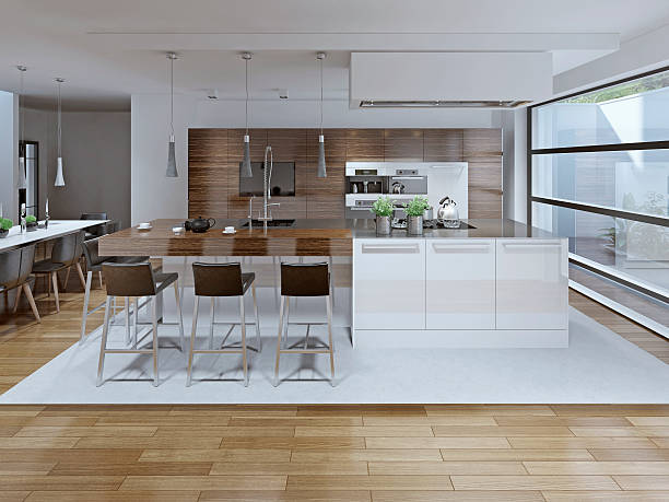 istock Interior View Of Luxury Kitchen And Dining Room 488355132