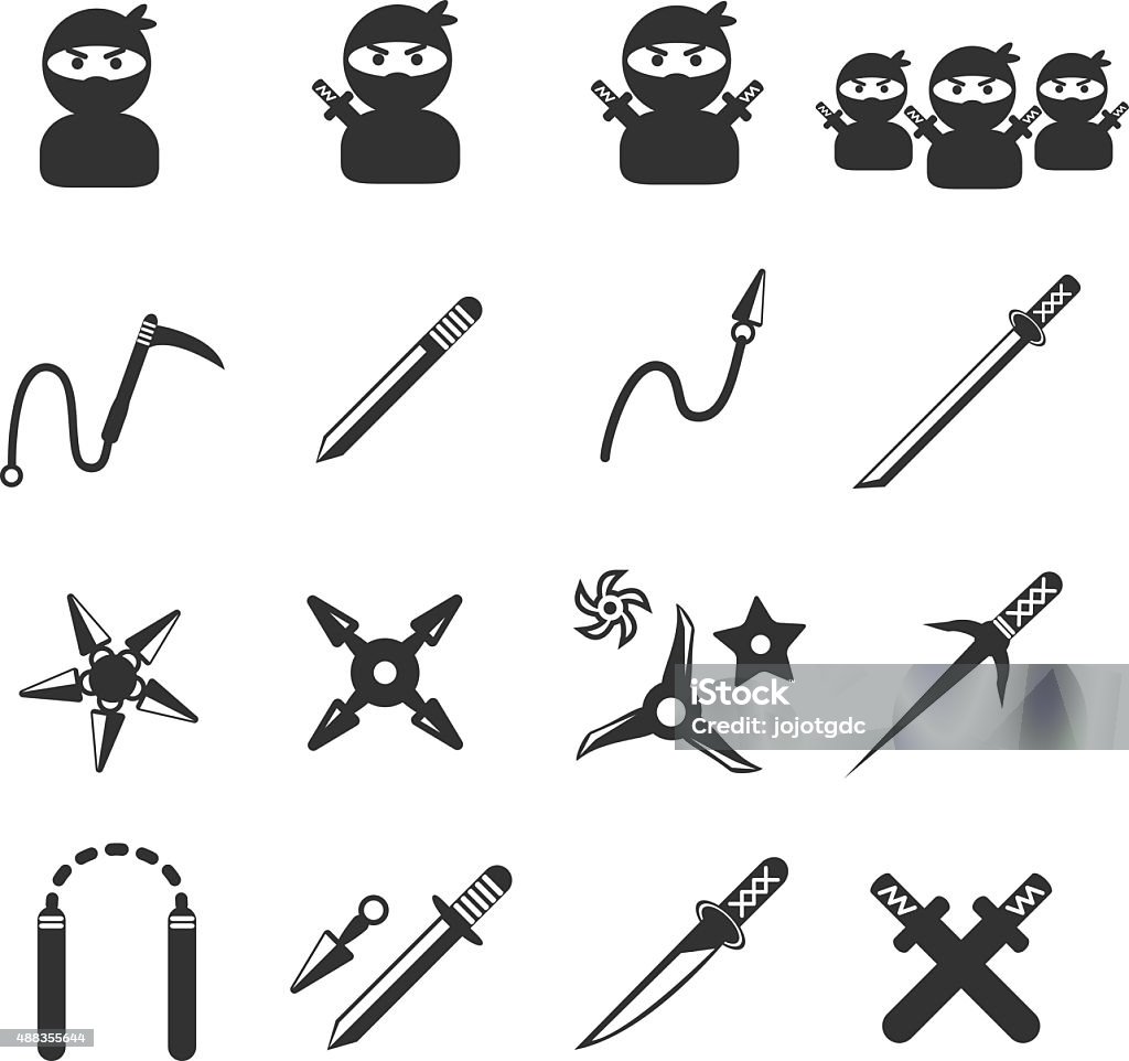 ninja Conjunto de ícones - Vetor de Criança royalty-free
