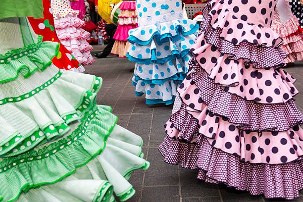 dancers skirts of Spanish Flamenco dancers flamenco dancing photos stock pictures, royalty-free photos & images