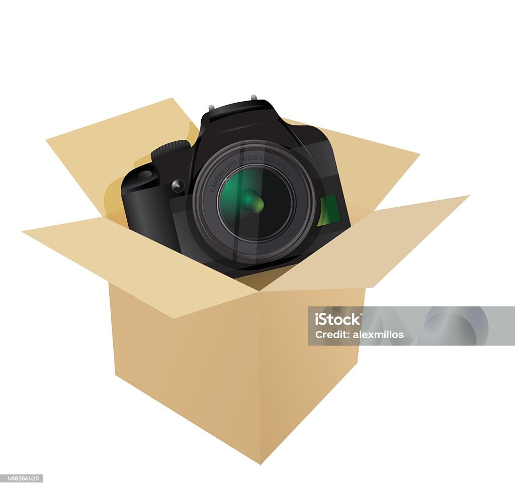 Camera Over Box Camera Inside A Box Illustration Design Over White Stock Illustration ...