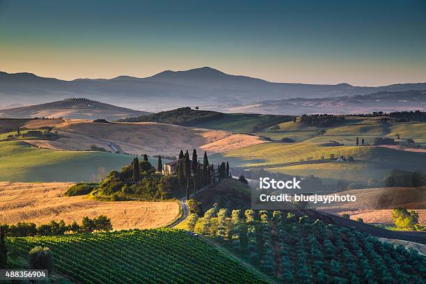 Scenic Tuscany Landscape At Sunrise Val Dorcia Italy Stock Photo - Download Image Now