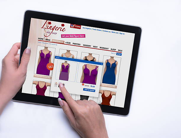 istock Very large Tablet Buying Lingerie online 488357228