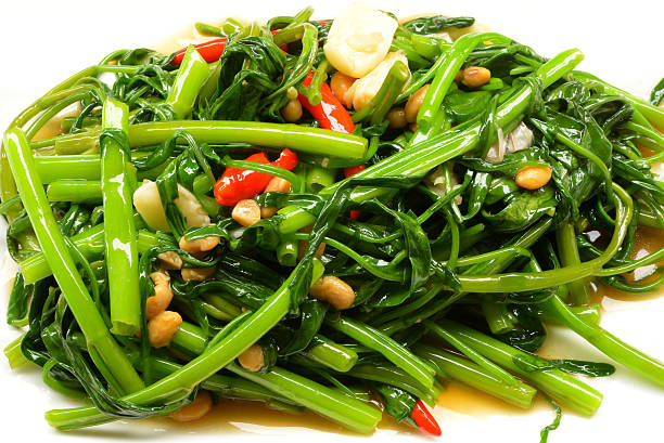 Stir Fried Water Spinach stock photo