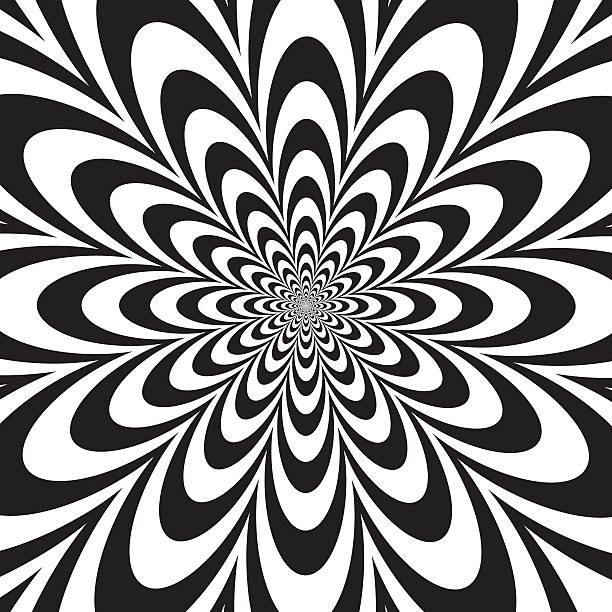 Infinite Flower in Black and White Infinite Flower optical illusion design in black and white.  Colors are grouped for easy editing. Zip folder includes AI8 .eps and 5100x5100px .jpeg.  op art stock illustrations