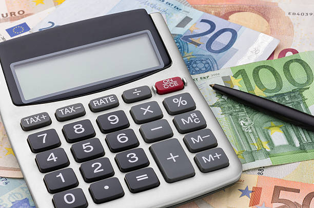 istock Calculator with euro bills 488359428