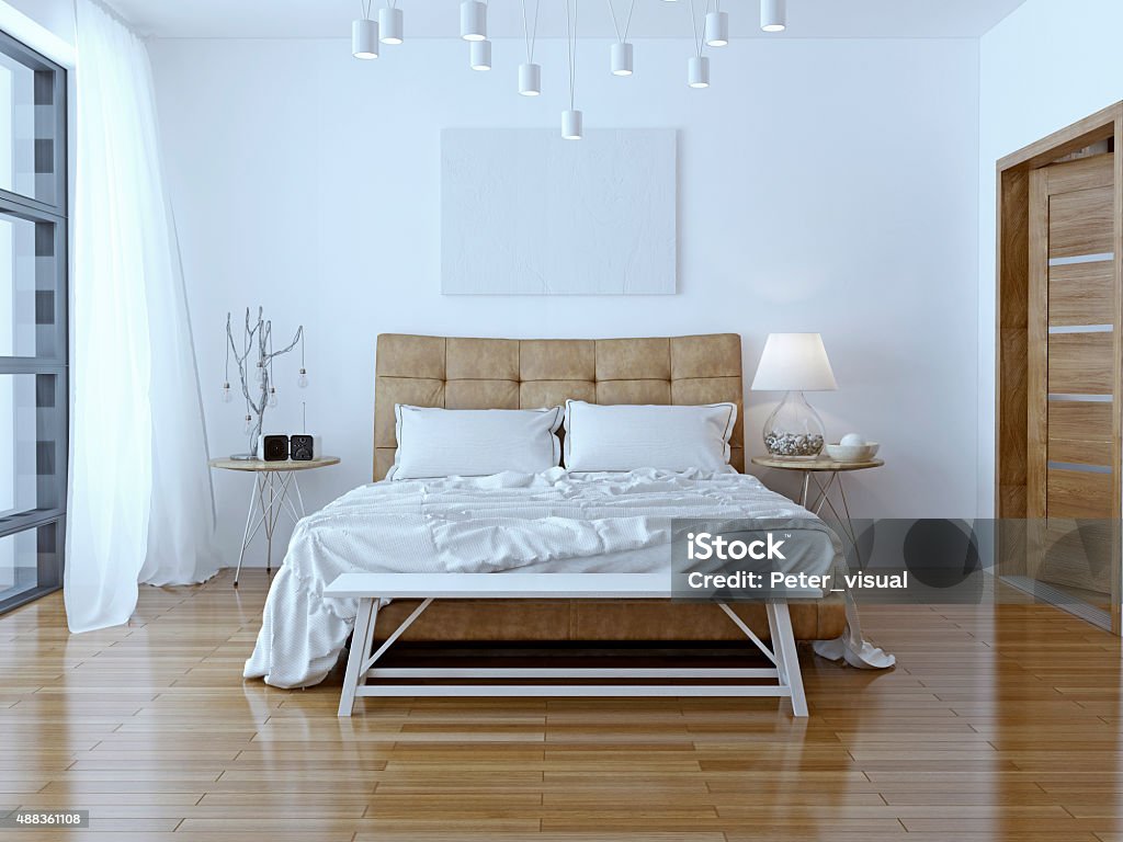 Interior design: Big modern Bedroom Interior design: Big modern Bedroom. 3D render Headboard Stock Photo