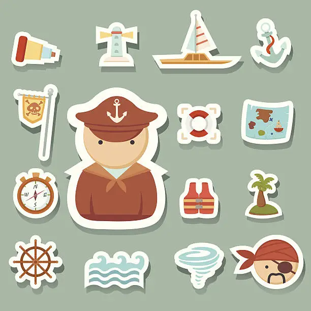 Vector illustration of pirates icons