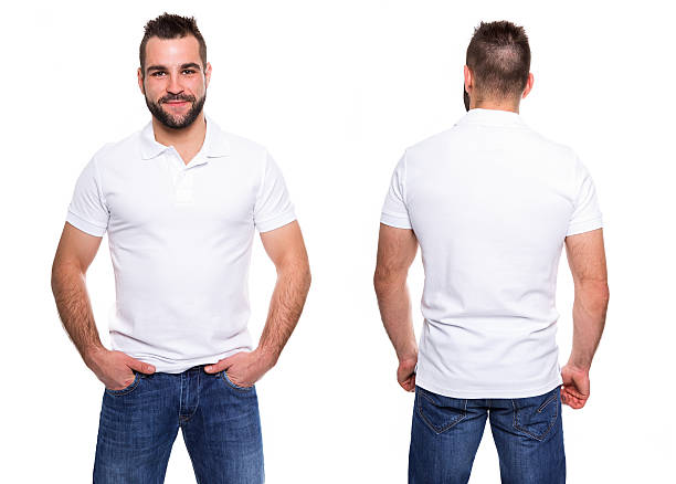 polo blanc sur un modèle de jeune homme - polo shirt shirt clothing mannequin photos et images de collection