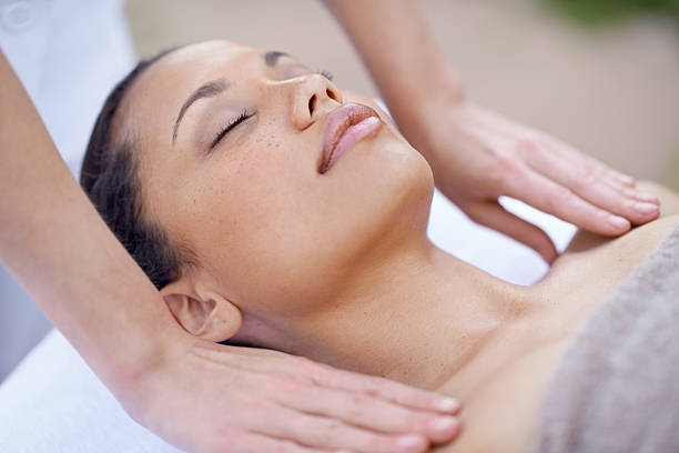 istock Treating herself to a relaxing massage 488366147