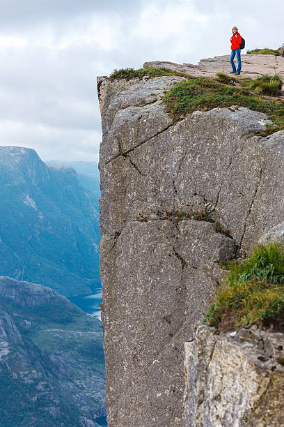 istock Woman hiker on Pulpit Rock / Preikestolen, Norway 488368279