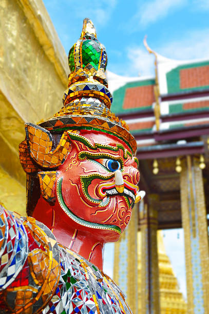 istock Selective focus face on giant statue at Wat Phra Kaew 488377374