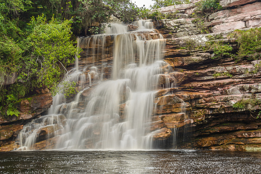 Poço do Diabo Waterfall - Lençóis - Chapada Diamantina - Bahia - Brazil - May 11, 2015: Diabo Poll Waterfall