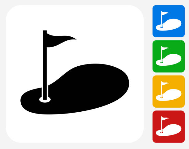 ilustrações de stock, clip art, desenhos animados e ícones de golf ícone flat design gráfico - putting green