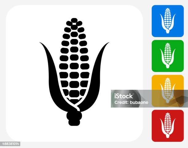 Corn Icon Flat Graphic Design Stock Illustration - Download Image Now - Corn - Crop, Corn, Icon Symbol