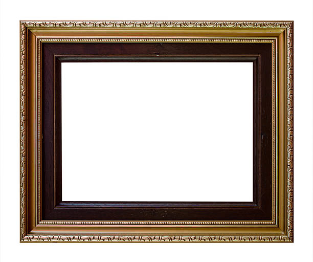 istock Old Antique frame Decorative Carved Wood Isolated On White Background 488381506