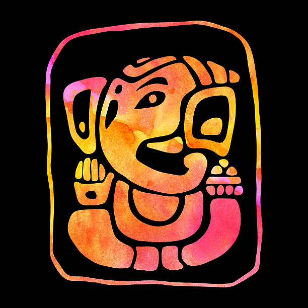 ilustraciones, imágenes clip art, dibujos animados e iconos de stock de ganapati. dios hindú ganesha - ganesha om symbol indian culture hinduism