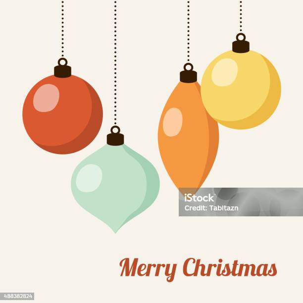 Retro Christmas Card With Christmas Balls Vector Stock Illustration - Download Image Now - Christmas Ornament, Vector, Icon Symbol